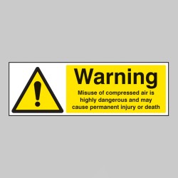 Warning - Misuse of Compressed Air Is Highly Dangerous