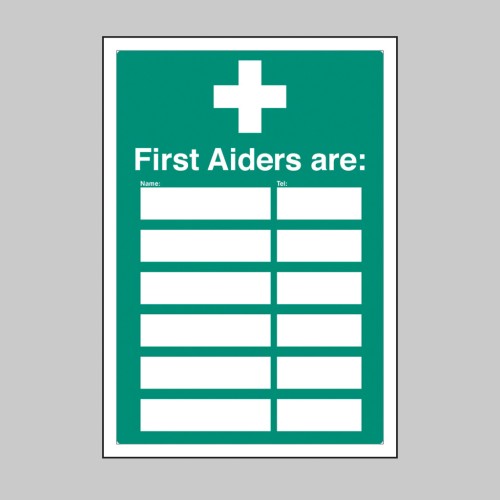 First Aiders Are - Adapt-a-Sign (Space for 6)
