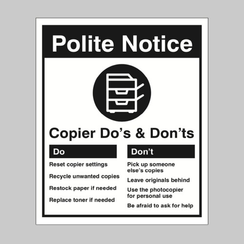 Photocopier - Do's & Don'ts
