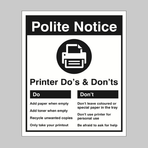 Printer - Do's & Don'ts