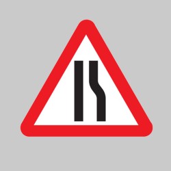 Fold Up Sign - Road Narrows Right with Text Variant Options