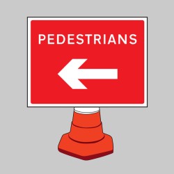 Pedestrians - Arrow Left - Cone Sign