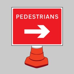 Pedestrians - Arrow Right - Cone Sign