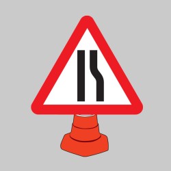 Road Narrowing Right - Cone Sign