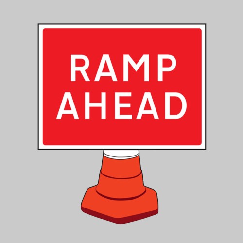 Ramp Ahead - Cone Sign