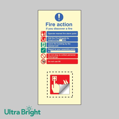 Fire Action & Call Point Set - Operate Alarm - Phone Building - Leave Building - Assembly Point