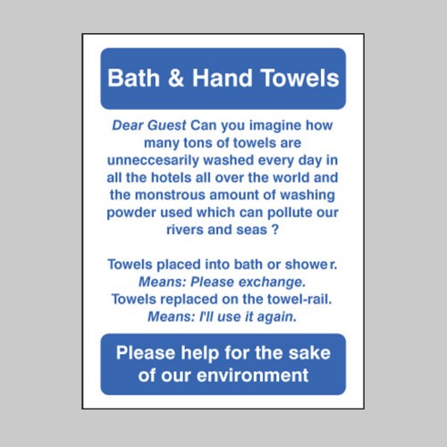 Bath & Hand Towels - Reuse or Replace