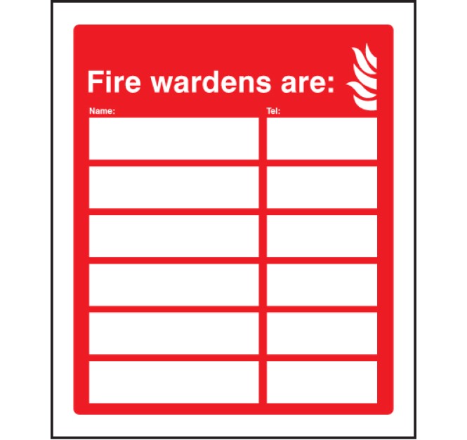 Fire Wardens Are (6 Names and Numbers)