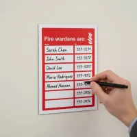 Fire Wardens Are (6 Names and Numbers) Fire Wardens Are (6 Names and Numbers)