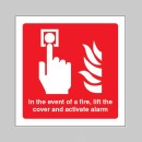 In the event of a Fire - Lift the Cover and Activate Alarm
