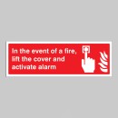 In the event of a Fire - Lift the Cover and Activate Alarm