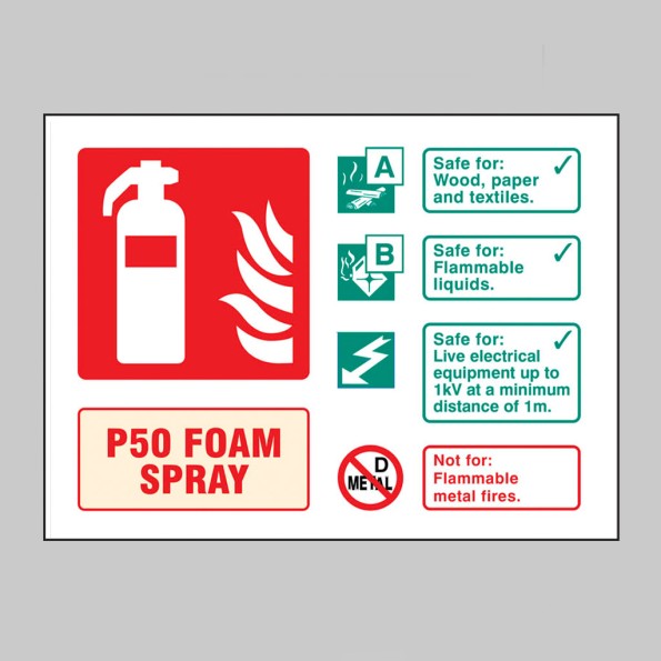 P50 Foam Spray Fire Extinguisher Identification