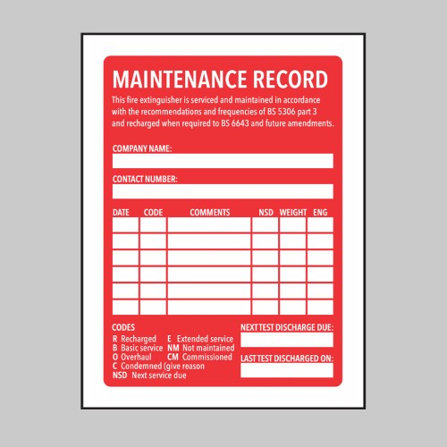 Fire Extinguisher Maintenance Label