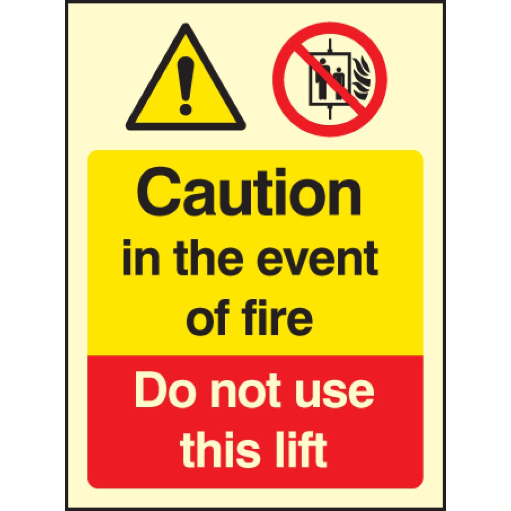 Do not use lift in event of fire V1 | General Prohibitary Signs