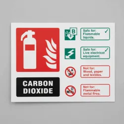 CO2 Carbon Dioxide Fire Extinguisher Identification Sign