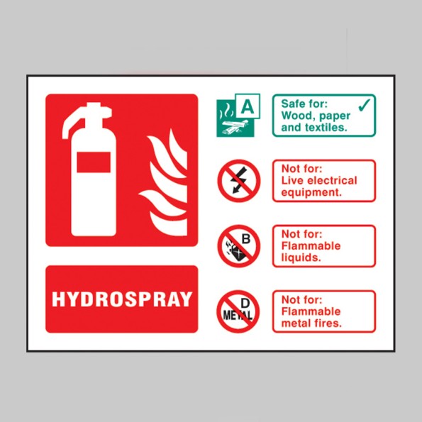Hydrospray Fire Extinguisher Identification Sign