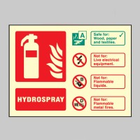 Hydrospray Fire Extinguisher Identification Sign