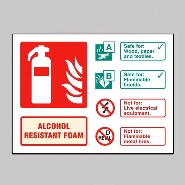 Alcohol Resistant Foam Fire Extinguisher Identification Sign