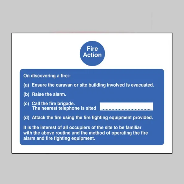 Fire Action - Caravan Sign