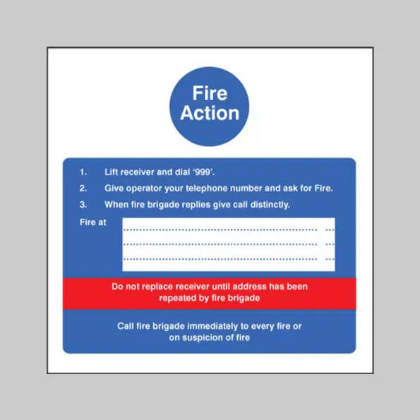 Fire Action - Hotel Sign Fire Action - Hotel Sign