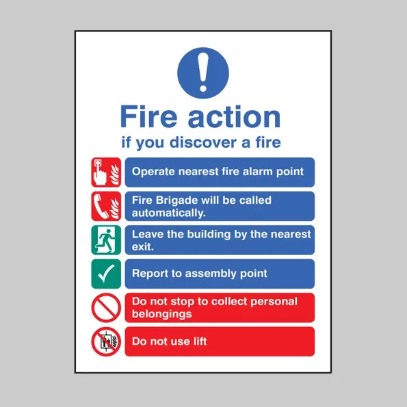 Fire Action Sign with Operate Alarm Auto Dial with Lift