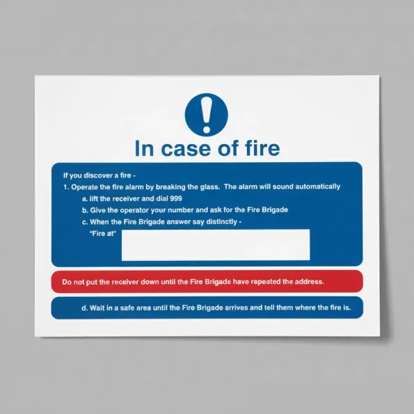 In Case of Fire - Fire Action Sign