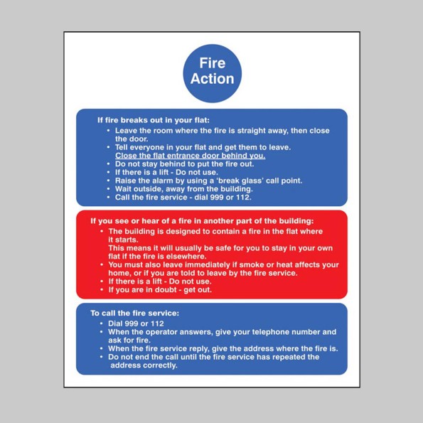 Fire Action Notice (Stay Put) for Flats