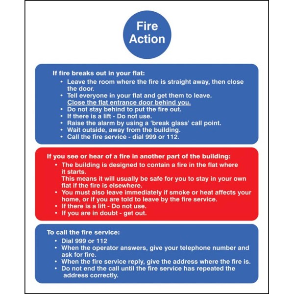 Fire Action Notice (Stay Put) for Flats