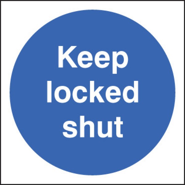 Stewart Superior Schild „Keep Locked Shut“ – Selbstklebend, 5 Stück