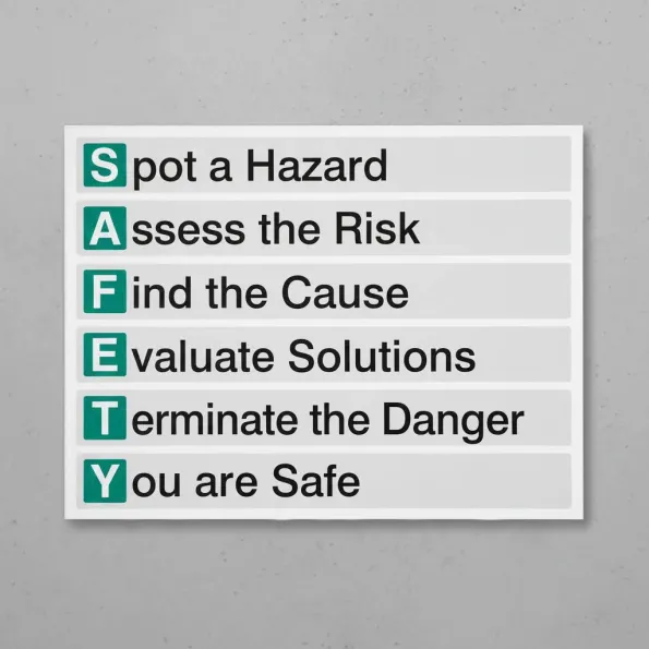 S.A.F.E.T.Y - Spot - Assess - Find - Evaluate - Terminate - You Are Safe S.A.F.E.T.Y - Spot - Assess - Find - Evaluate - Terminate - You Are Safe
