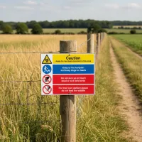 Caution - Avian flu - Keep Dogs on Leads - Do not Touch Wild Birds - Do Not Feed Wildlife - Multi-Message Caution - Avian flu - Keep Dogs on Leads - Do not Touch Wild Birds - Do Not Feed Wildlife - Multi-Message