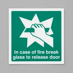 Break Glass to Release Door Break Glass to Release Door