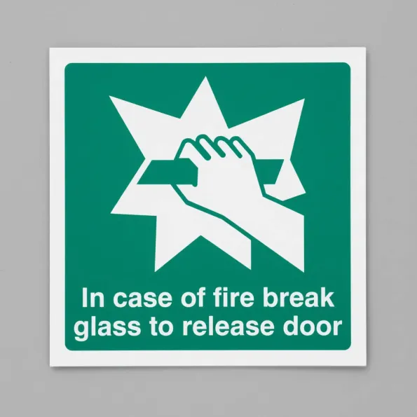 Break Glass to Release Door Break Glass to Release Door