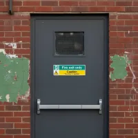Fire Exit Only Caution - This Door Is Alarmed Fire Exit Only Caution - This Door Is Alarmed