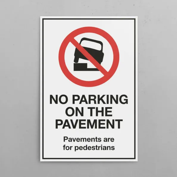 No Parking on the Pavement - Pavements are for Pedestrians No Parking on the Pavement - Pavements are for Pedestrians