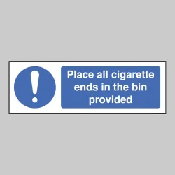 Place All Cigarette Ends in Bins Provided