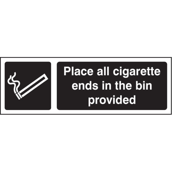 Place All Cigarette Ends in Bins Provided