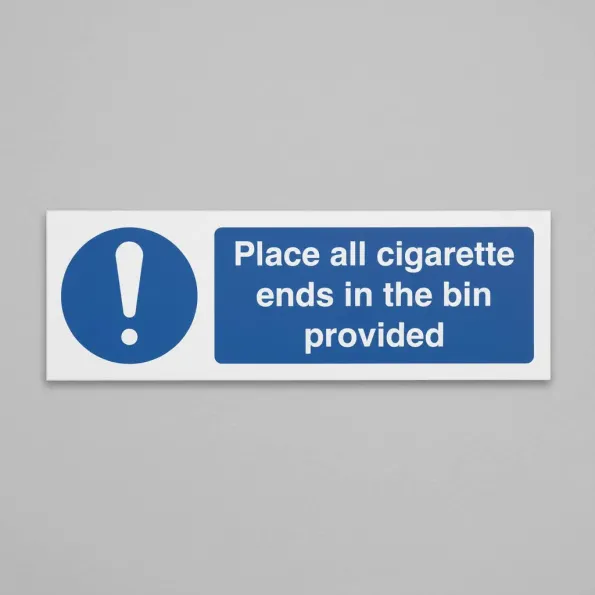 Place All Cigarette Ends in Bins Provided