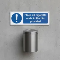 Place All Cigarette Ends in Bins Provided