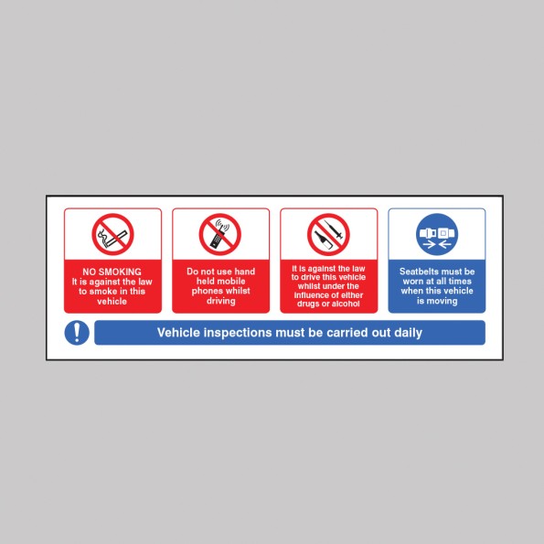 Vehicle Sticker - No Smoking - Mobile Phone - Drink / Drugs - Wear Seatbelt