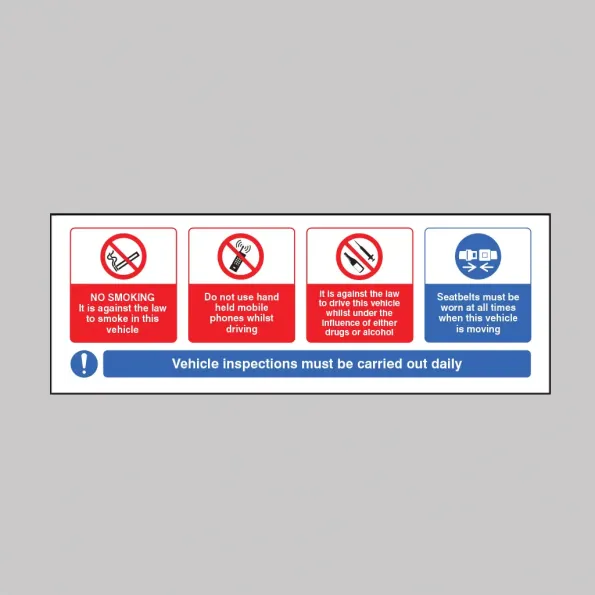 Vehicle Sticker - No Smoking - Mobile Phone - Drink / Drugs - Wear Seatbelt