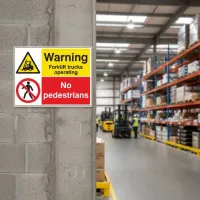 Warning - Forklift Trucks Operating - No Pedestrians Warning - Forklift Trucks Operating - No Pedestrians