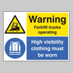 Warning - Forklift Trucks Operating - High Visibility Clothing Must be Worn
