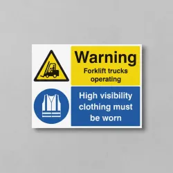 Warning - Forklift Trucks Operating - High Visibility Clothing Must be Worn