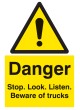 Danger - Stop / Look / Listen - Beware of Trucks