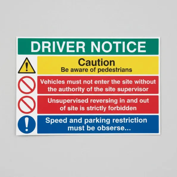 Driver Notice be Aware of Pedestrians - Unsupervised Reversing Forbidden | Site Safety & Vehicle Instructions Driver Notice be Aware of Pedestrians - Unsupervised Reversing Forbidden | Site Safety & Vehicle Instructions