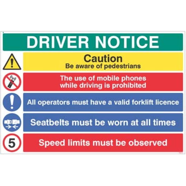Driver Notice Board‚ Pedestrian & Forklift Safety Rules