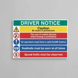 Driver Notice Board‚ Pedestrian & Forklift Safety Rules