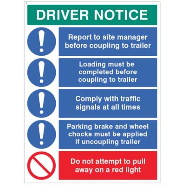 Driver Notice Board‚ Trailer Coupling & Site Safety