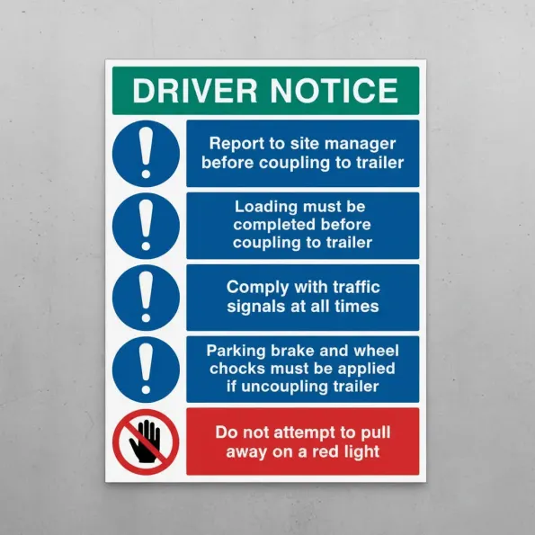 Driver Notice Board‚ Trailer Coupling & Site Safety